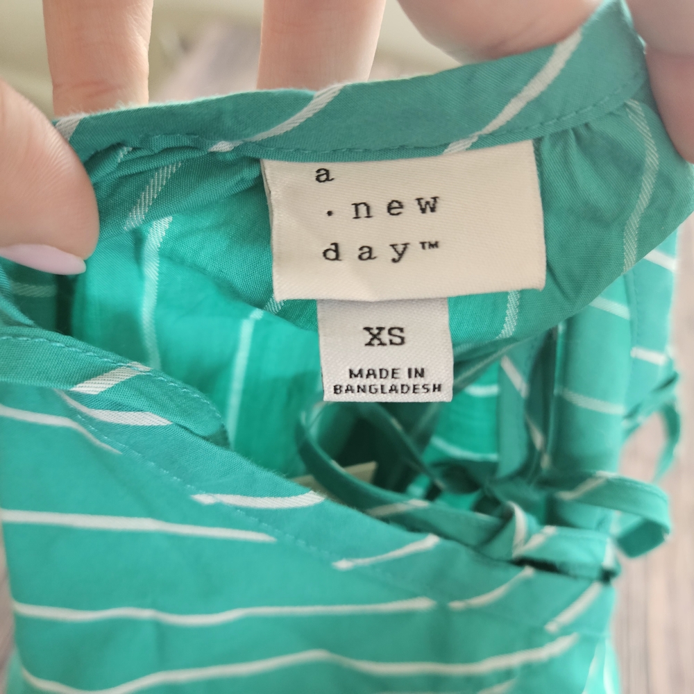 NEW A New Day Target Teal Striped Sundress Strappy Coverup Summer xs - Picture 5 of 6